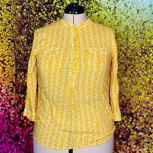 Yellow Geometrical Pattern - 3/4 Sleeve Blouse